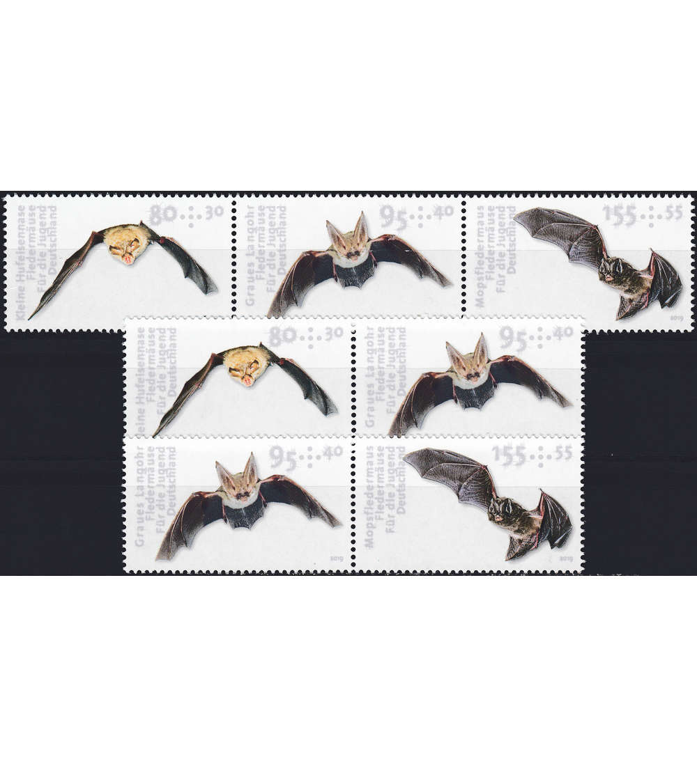 BRD Bund - Zusammendrucke Fledermuse W 161 - W 163 postfrisch **