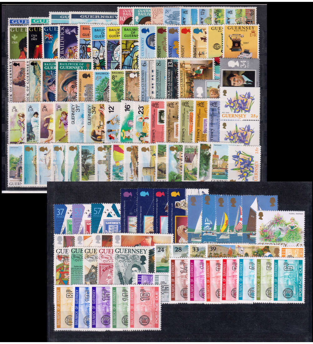 Guernsey postfrische Sammlung von fast 120 verschiedenen Werten