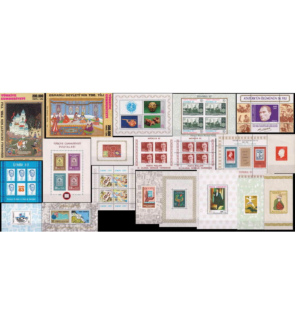 Trkei - Blockausgaben 20 verschiedene postfrische Blocks mit Block 17