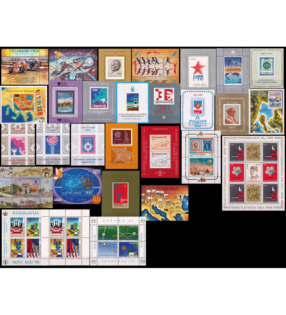 Jugolawien - Blockausgaben 30 verschiedene postfrische Blocks mit Block 38 und 39