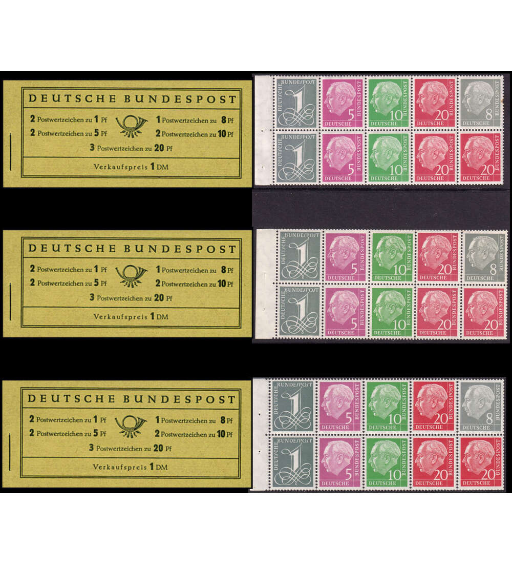 BRD Heuss-Markenheftchen-Set