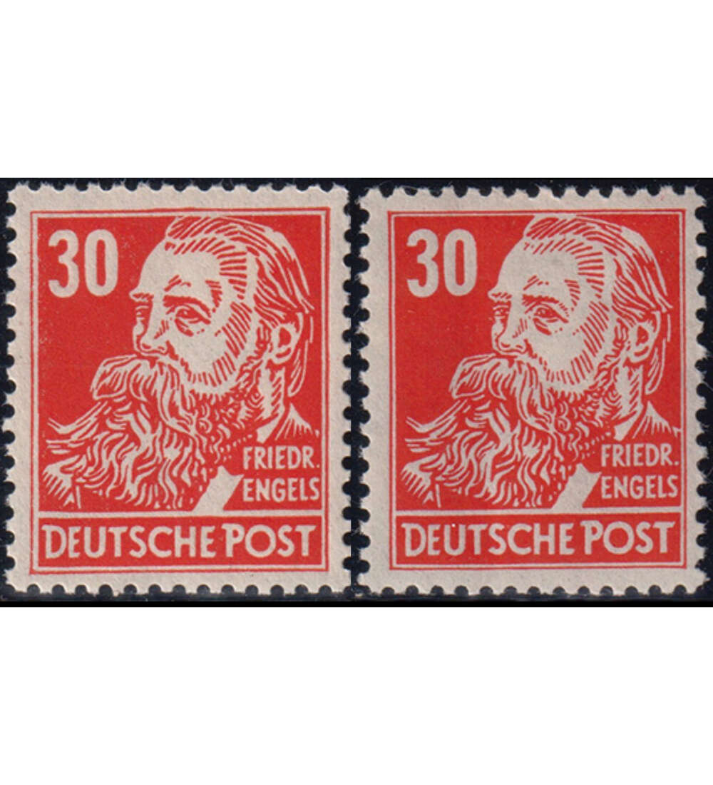 SBZ Nr. 222 b + c postfrisch Friedrich Engels in leuchtendrot und dunkelrot