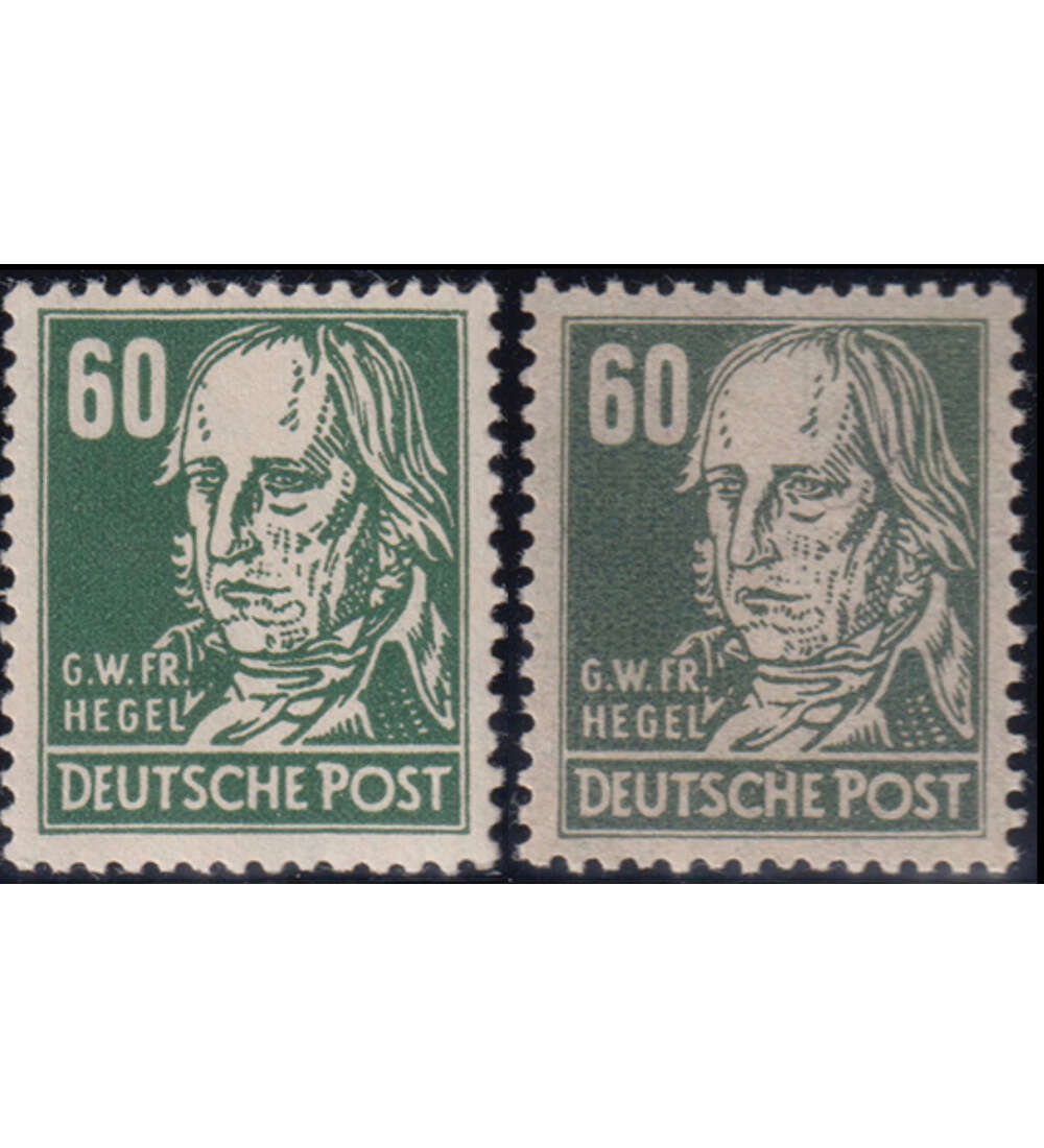 SBZ Nr. 225 a + b postfrisch Georg Wilhelm Friedrich Hegel in beiden Farben