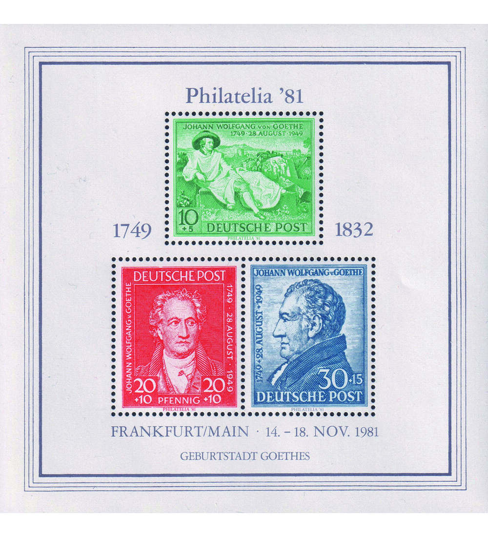 Philatelie Block 1981 zur Briefmarkenmesse in Frankfurt ungestempelt