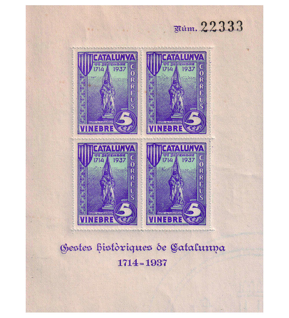 Spanien Lokalausgabe postfrische Blockausgabe Cataluny Vinebre 1937