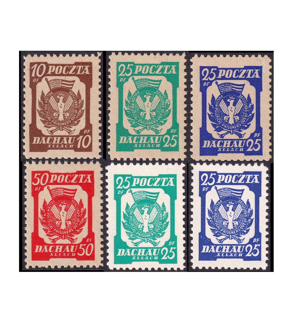 KZ-Post Dachau 1. und 2. Ausgabe auf grauem und weiem Papier