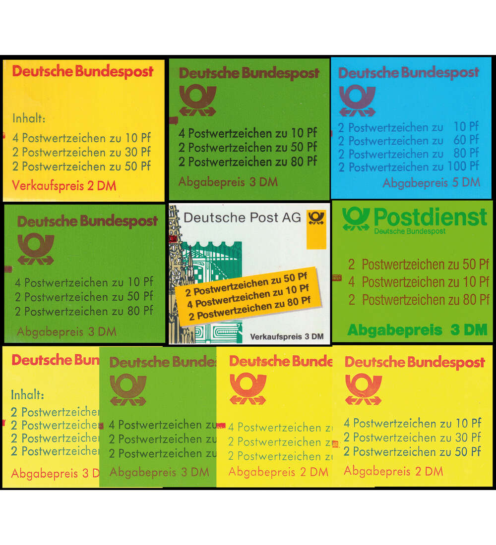 BRD - Markenhefte postfrisch mit Zhlbalken Zusammenstellung von 10 ver.