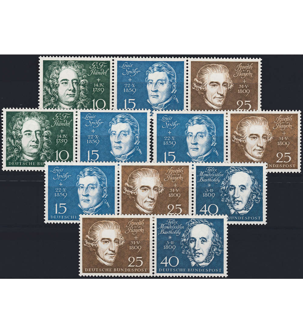 BRD Bund   Beethoven 1959 postfrisch ** Zusammendrucke aus Block 2