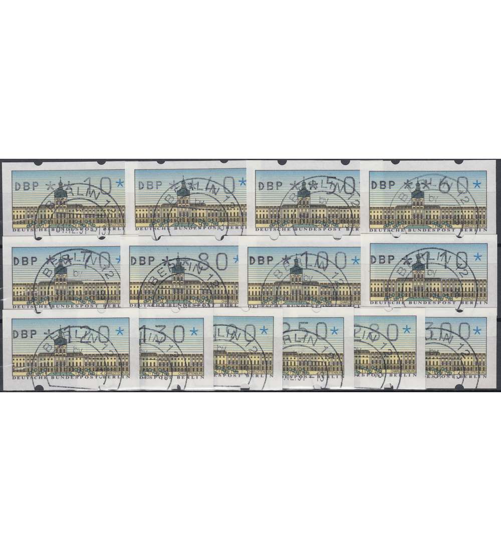 Berlin ATM VS1 gestempelt      14 Werte 10-300 Pfg. mit Nr.