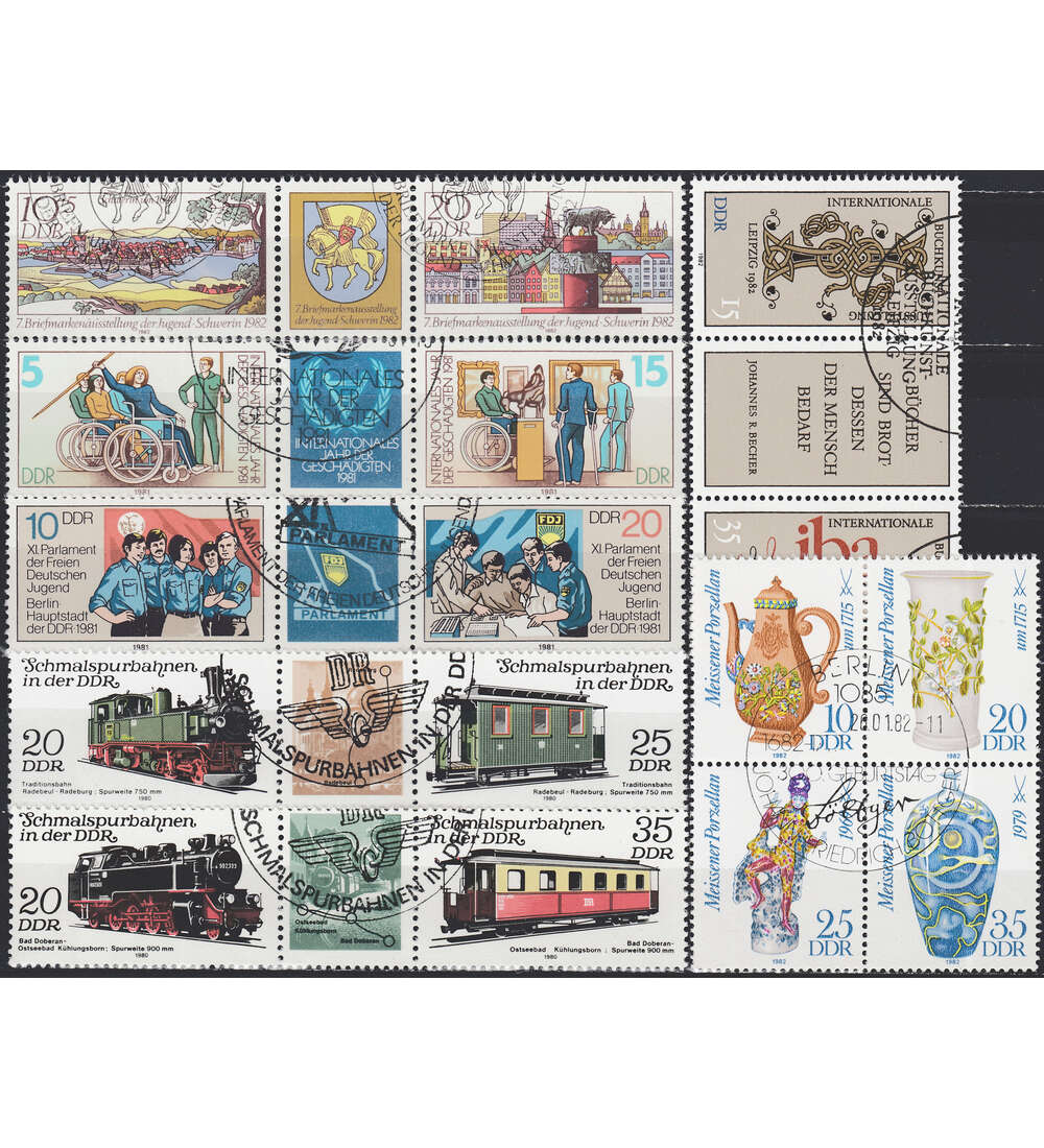 DDR 7 Zusammendrucke gestempelt