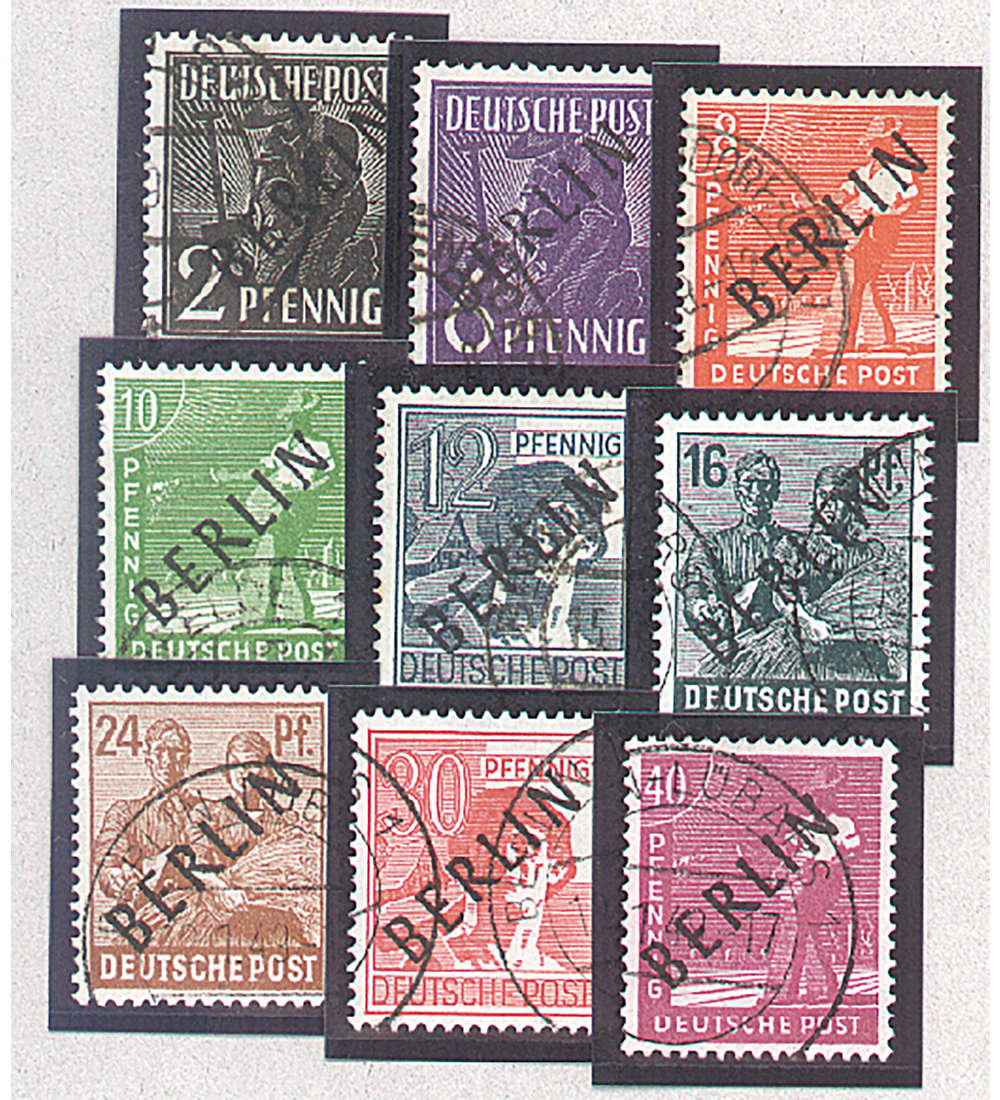 Berlin Schwarzaufdrucke gestempelt 2,6,8,10,12,24,30,40 Pfg.