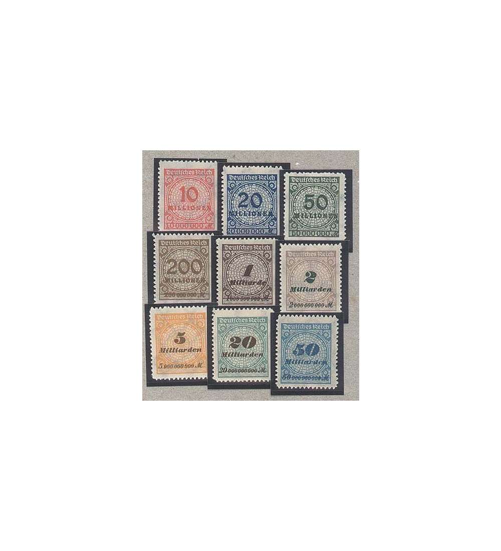 Deutsches Reich Nr. 318B-330B postfrisch ** Durchstochen 9 Werte komplett