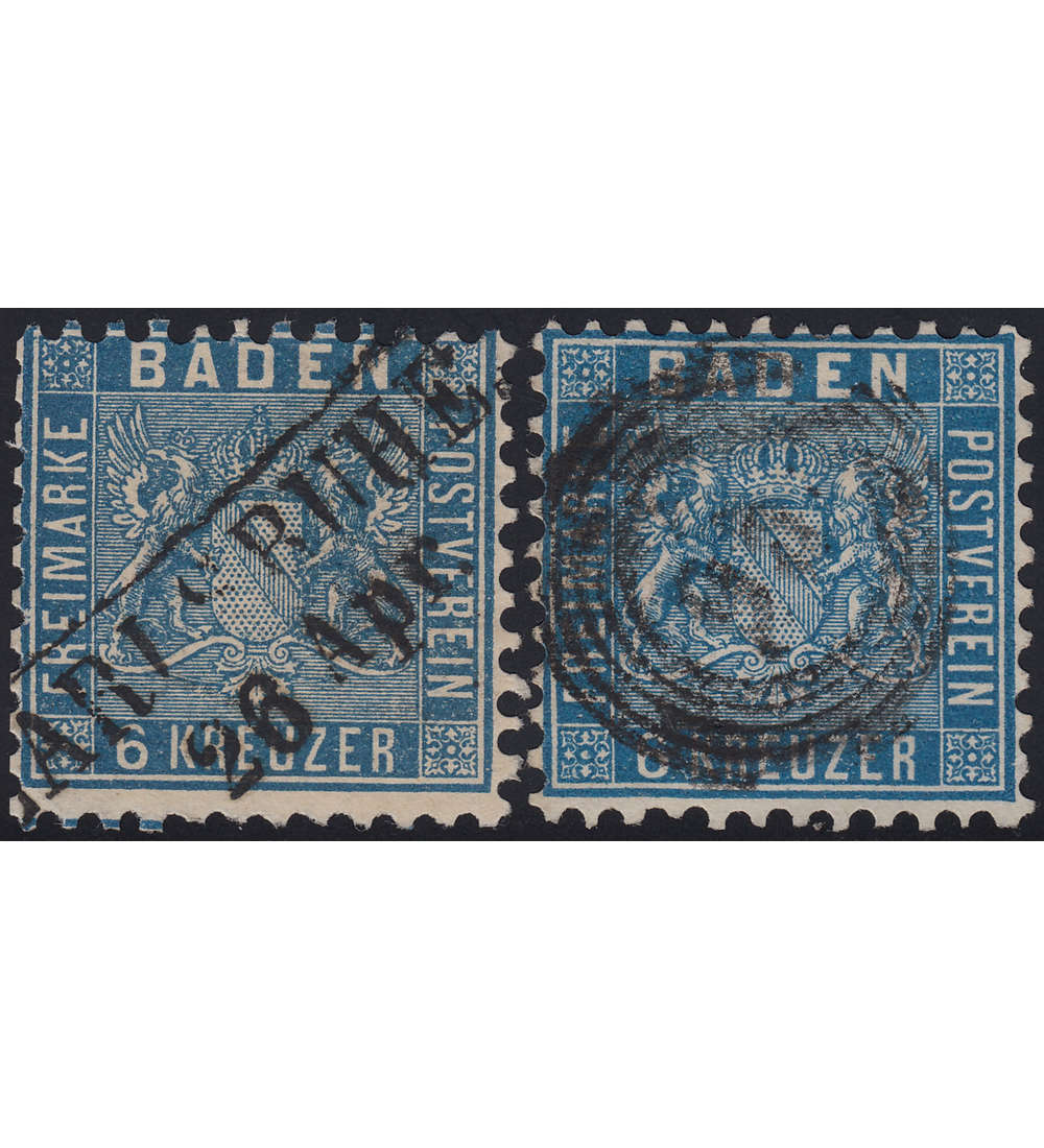 Baden Nr. 14a+b gestempelt