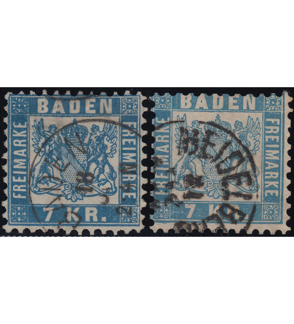 Baden Nr. 25a+b gestempelt