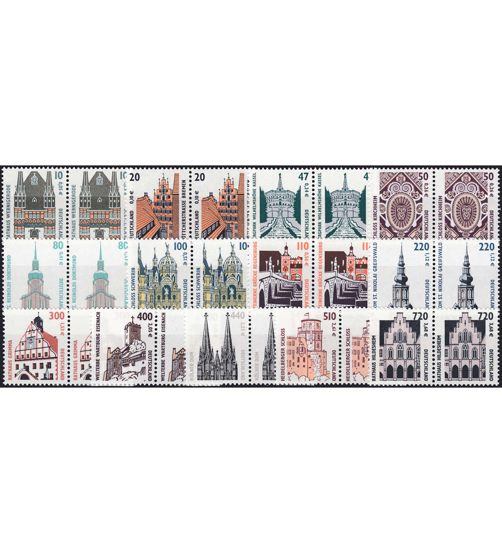 BRD Bund  Sehenswrdigkeiten III   13 Wertstufen Doppelnominale   Postfrische Paare