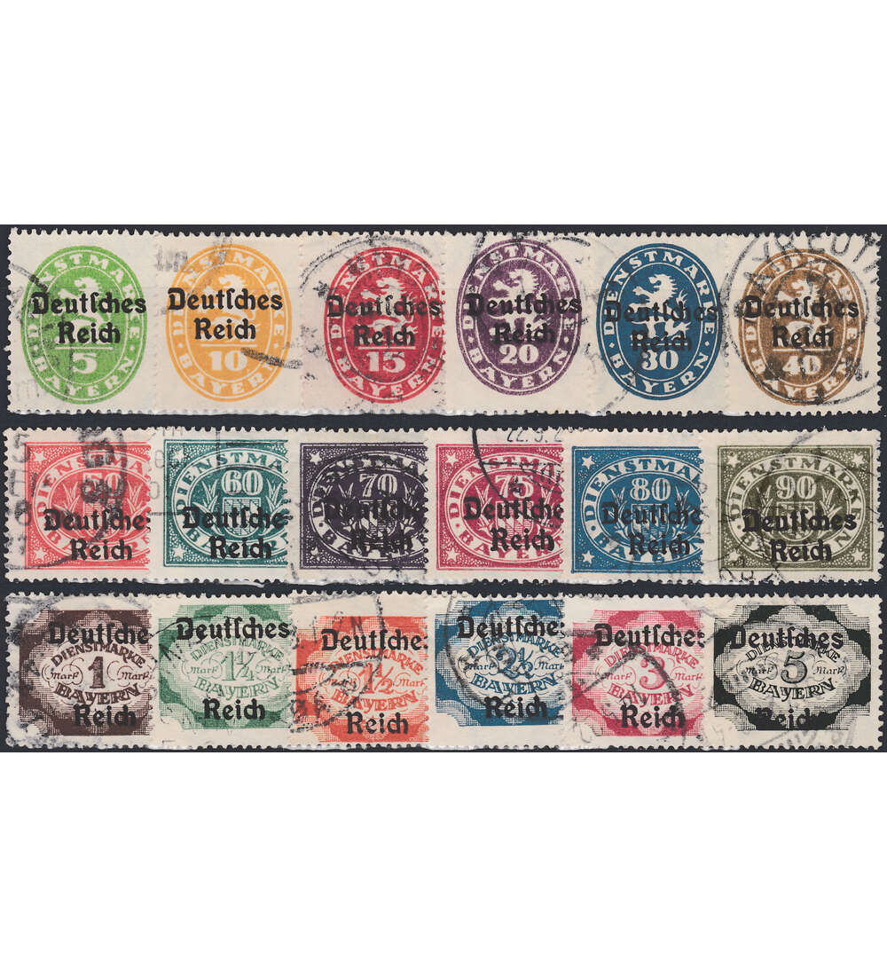 Deutsches Reich Dienstmarke Nr.34-51 gestempelt in Bedarfserhaltung