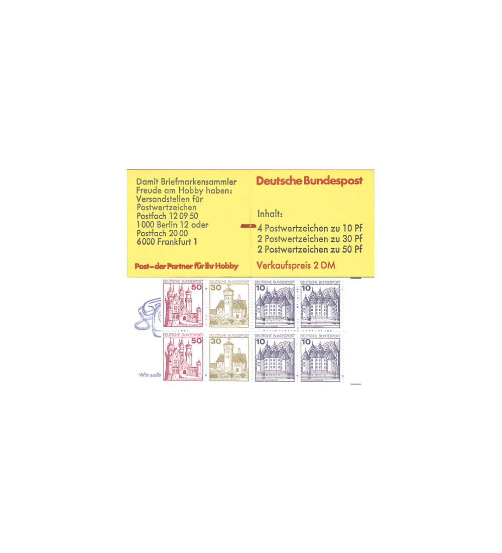 BRD Bund  Markenheft Nr. 21b mZ mit Zhlbalken