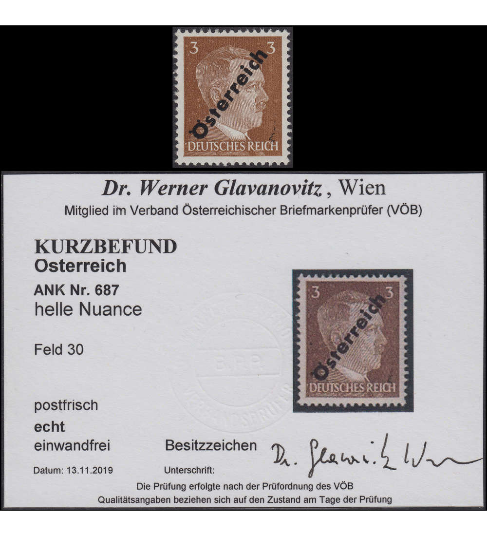 sterreich Nr. IV b postfrisch ** mit Befund Dr. Glavanovitz