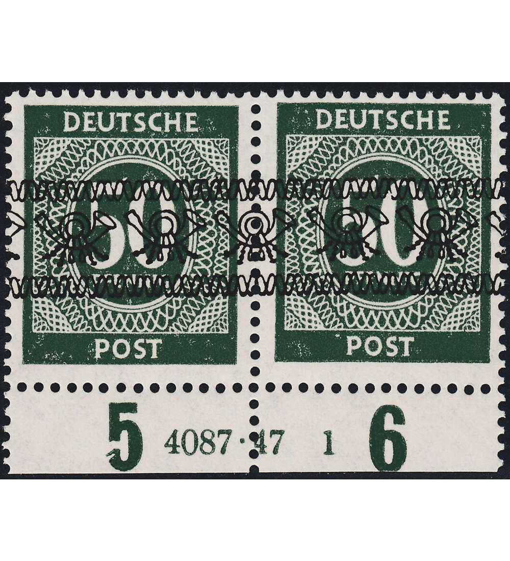 Alliierte Besetzung Nr. 66 I Bandaufdruck - Paar mit Hausauftragsnummer postfrisch