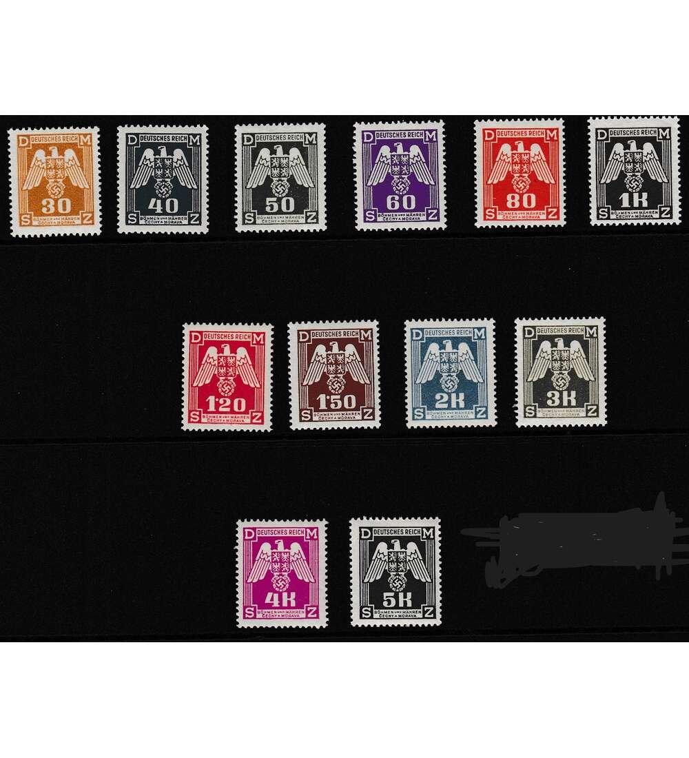Bhmen und Mhren postfrische Komplettstze mit Dienstmarken Nr. 13-24