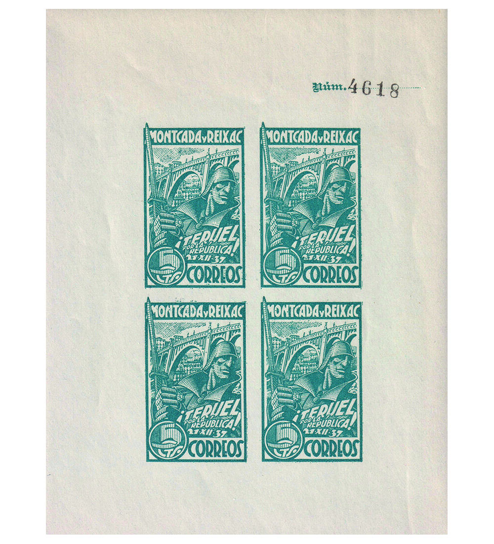 Spanien Lokalausgabe postfr. Kmpfender Soldat vor Brcke Blcke einzeln nummeriert