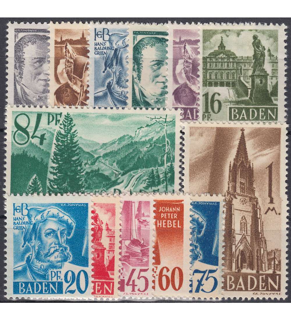 Franzsische Zone Baden Nr. 1-13 postfrisch Freimarken 1947