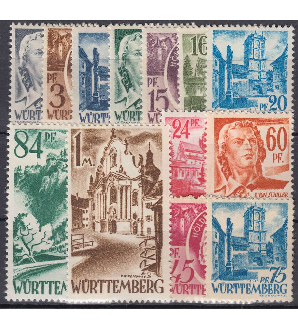 Franzsische Zone Wrttemberg Nr. 1-13 Freimarken 1947 postfrisch **