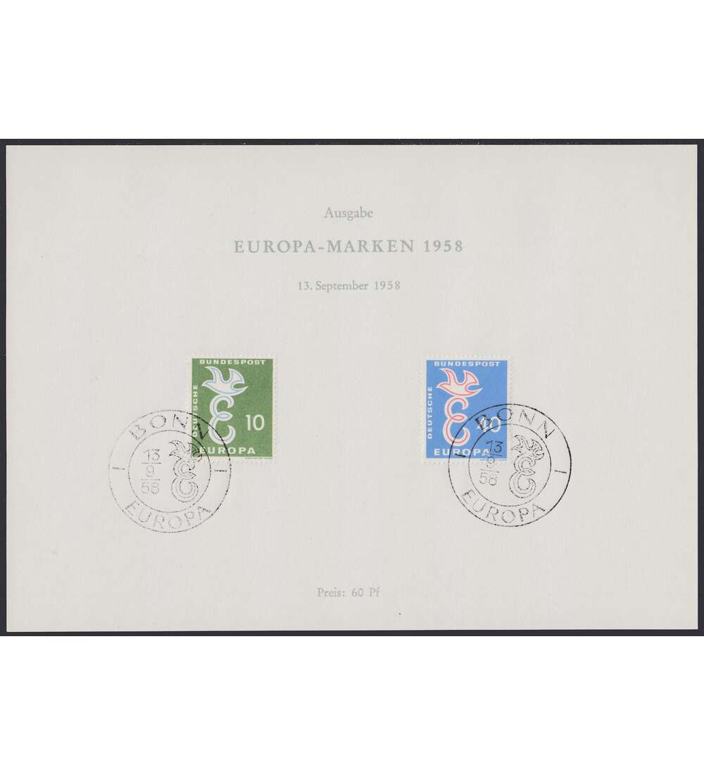 BRD Bund  Sonderblatt&nbsp; &nbsp;Europa 1958