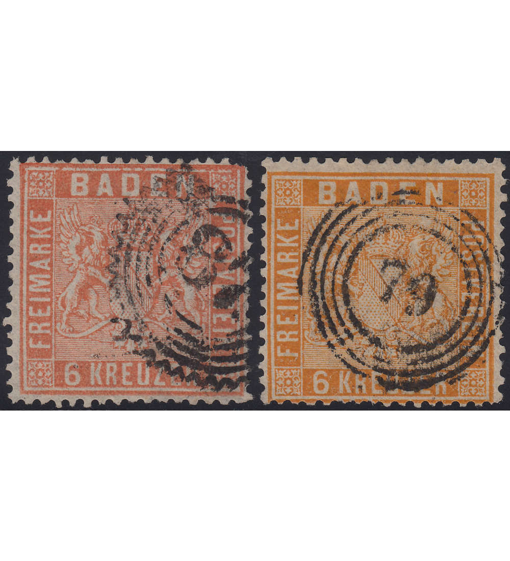 Baden Nr. 11a+b gestempelt