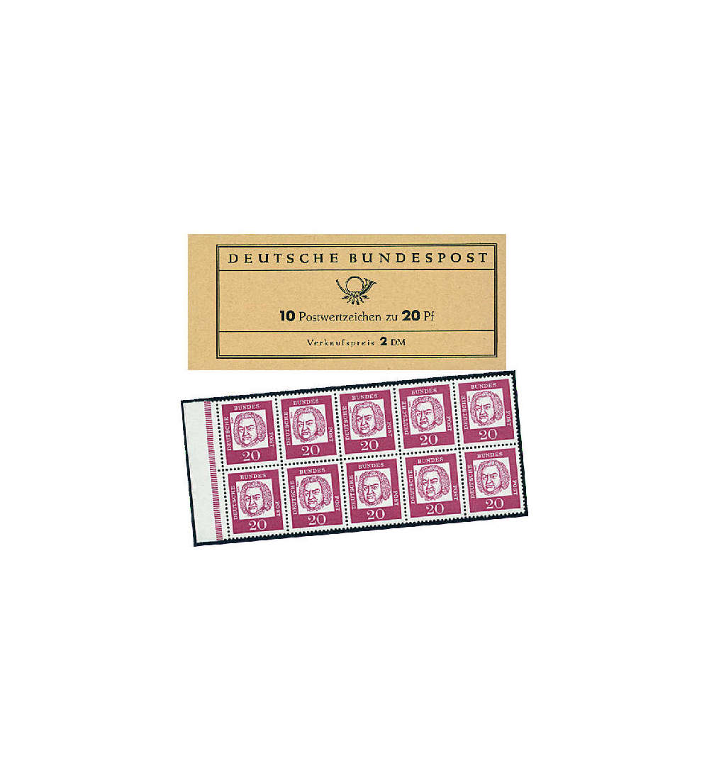 BRD Bund  Markenheft Nr. 9u Bach 1963 dnner Deckel