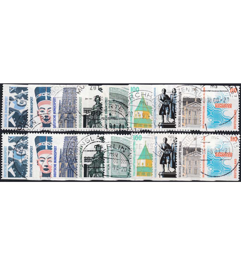 BRD Bund  Sehenswrdigkeiten gestempelt 18 C/D-Werte