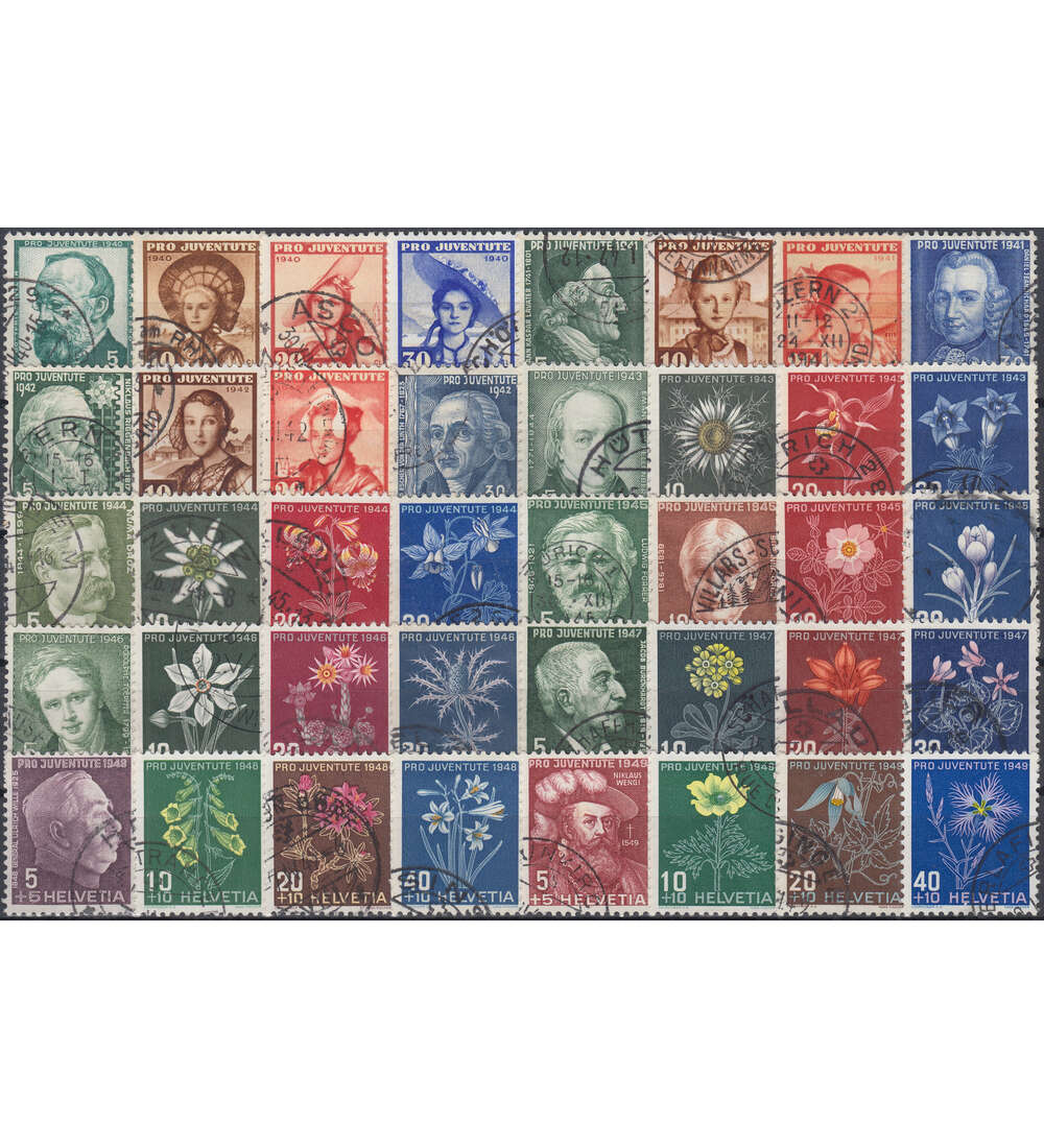 Schweiz Pro Juventute 1940-   1949 gestempelt