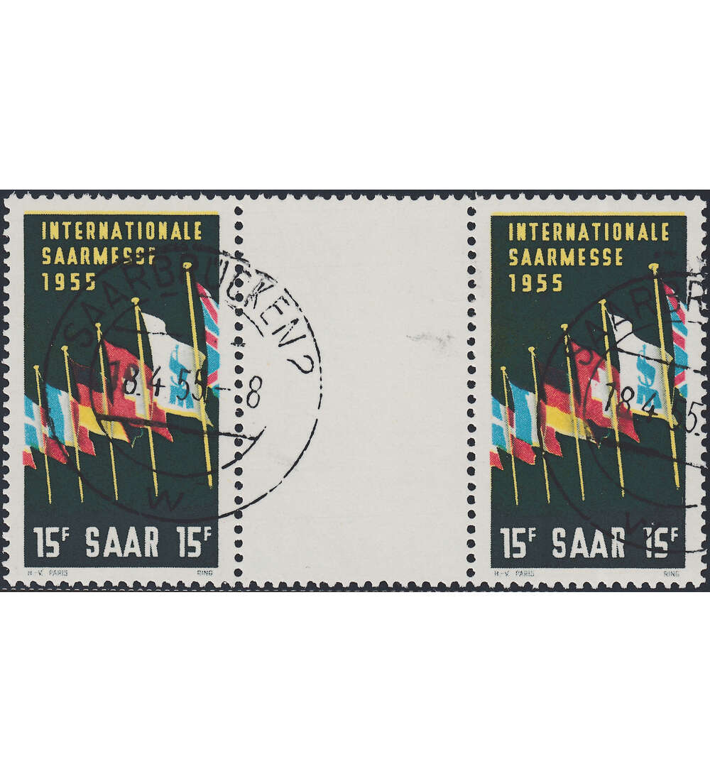 Saar Nr. 359 gestempelt als Zwischenstegpaar