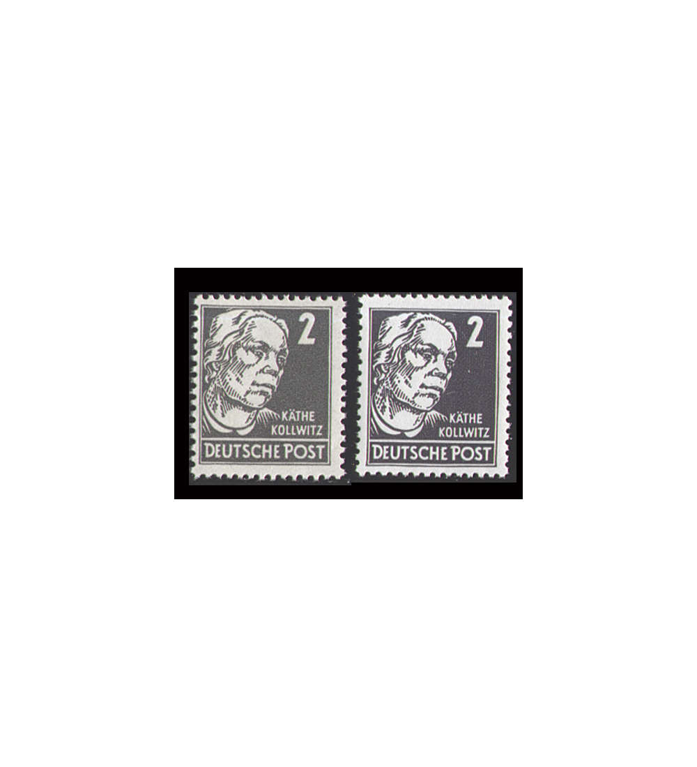 DDR Nr. 327vbXI+zaXII postfrisch ** 2 Pfg. Kollwitz
