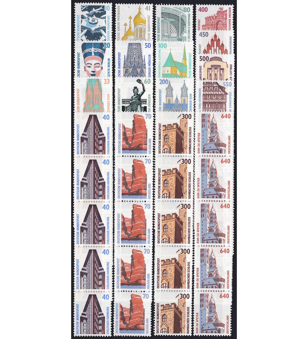 BRD Bund  Sehenswrdigkeiten ** 17 5er-Rollenstreifen mit Nr. nur 2. Ausgabe (vI)