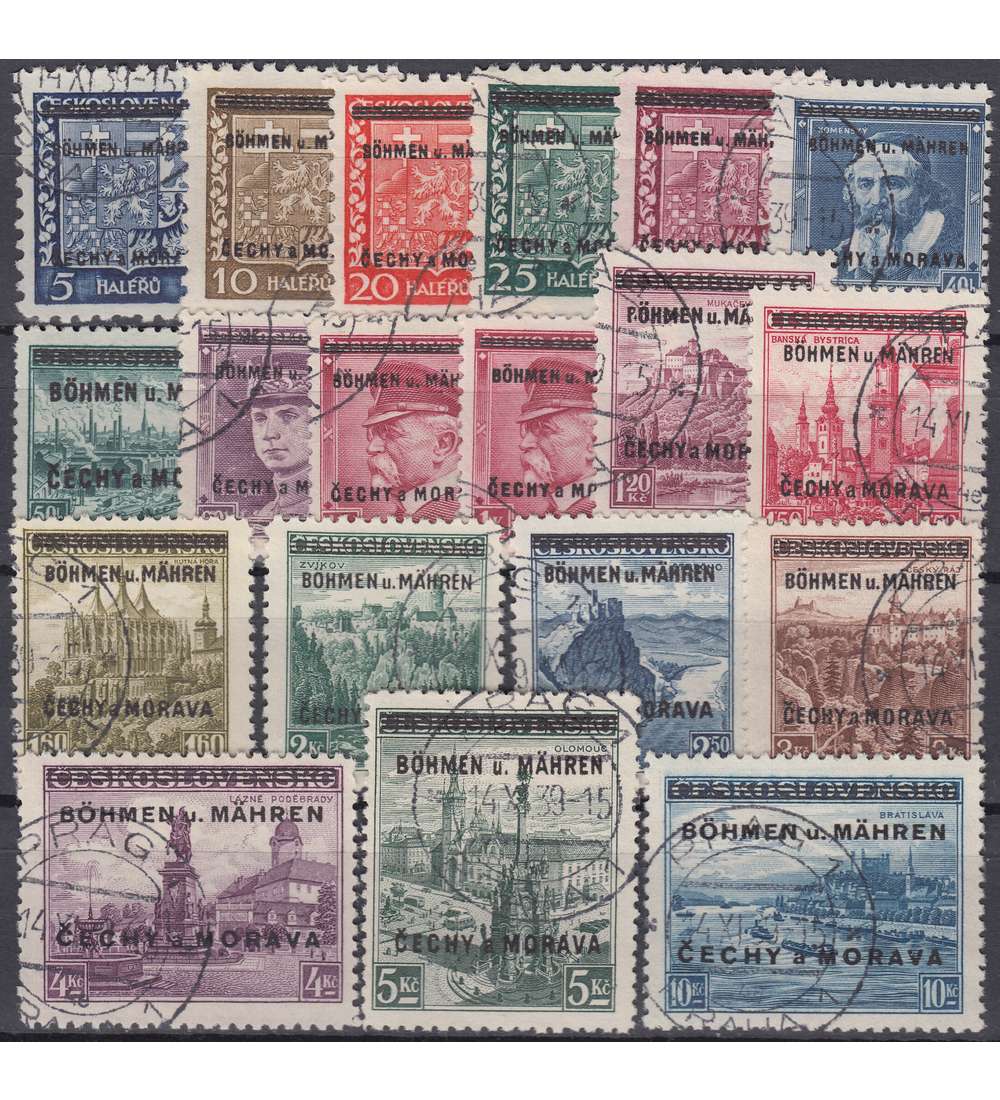 Bhmen und Mhren Nr. 1-19 gestempelt, geprft + signiert