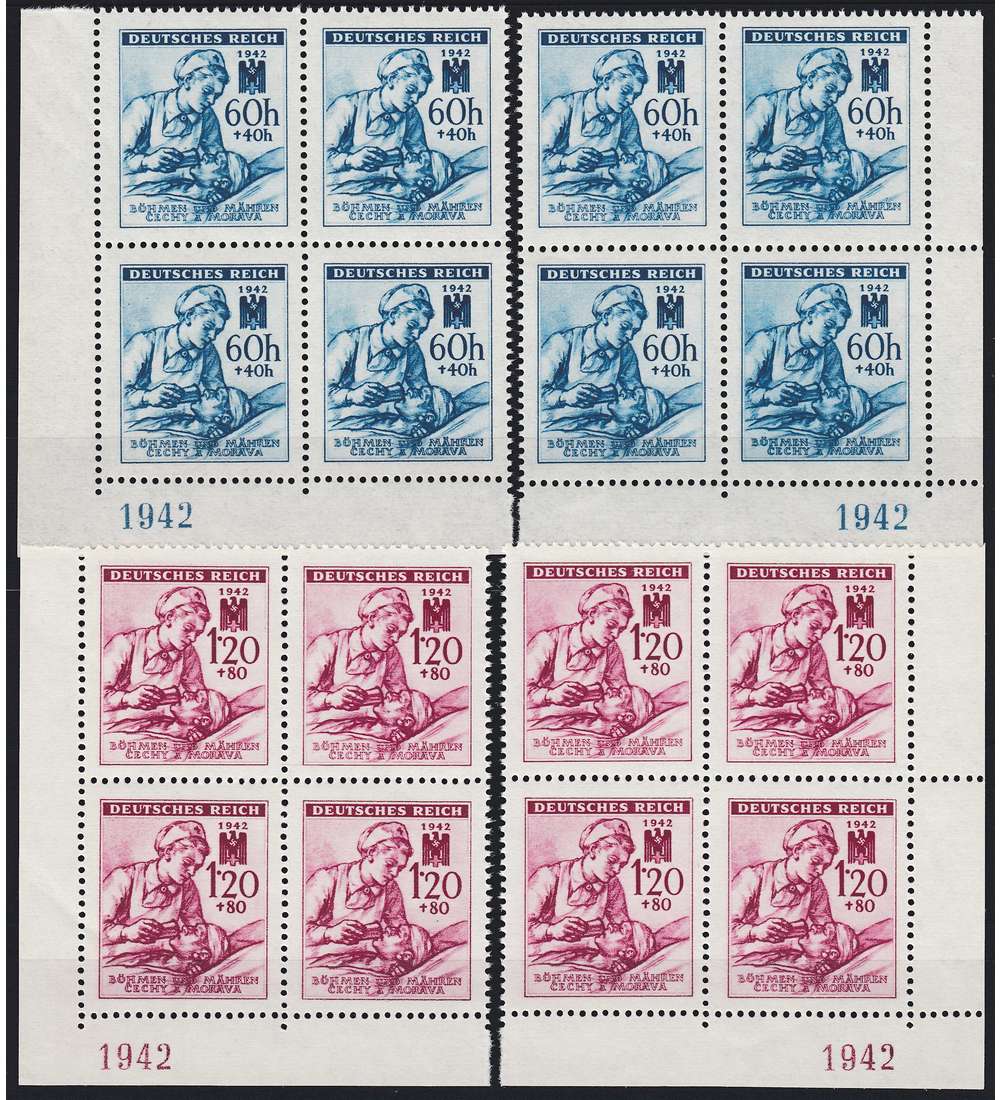 Bhmen und Mhren Nr. 111-112 postfrisch Eckrandviererblocks re+li