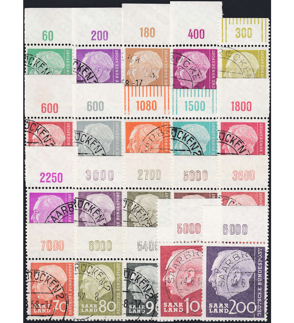 Saar Heuss I Oberrandsatz Nr. 380 - 399 gestempelt
