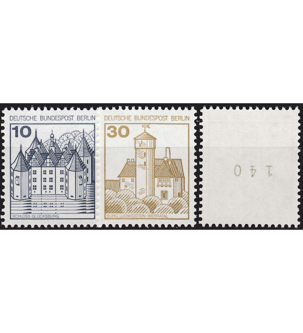 Berlin Letterset postfrisch ** Burgen und Schlsser 10+30 mit Zhlnummer