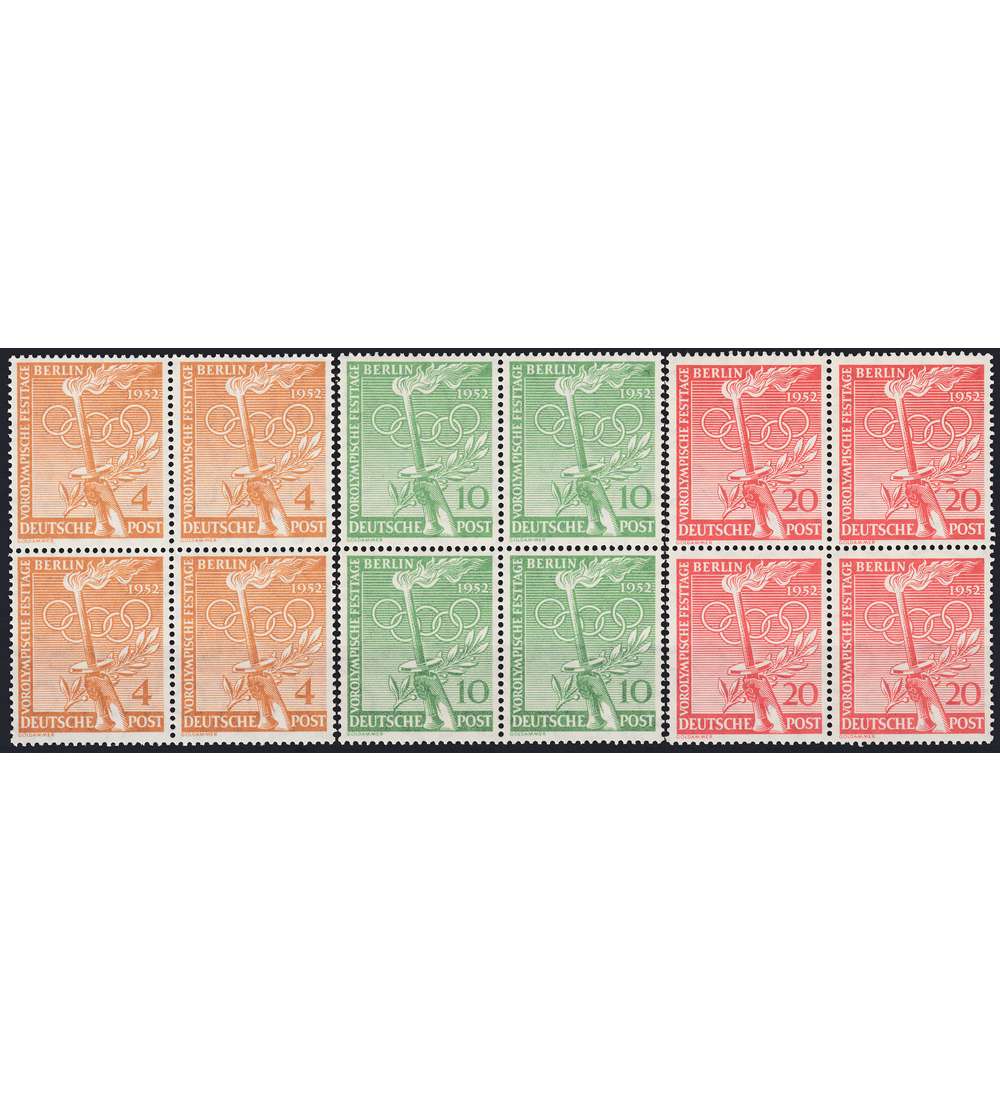 Berlin Nr. 88-90 postfrisch ** 4er-Blocksatz Olympiade 1952