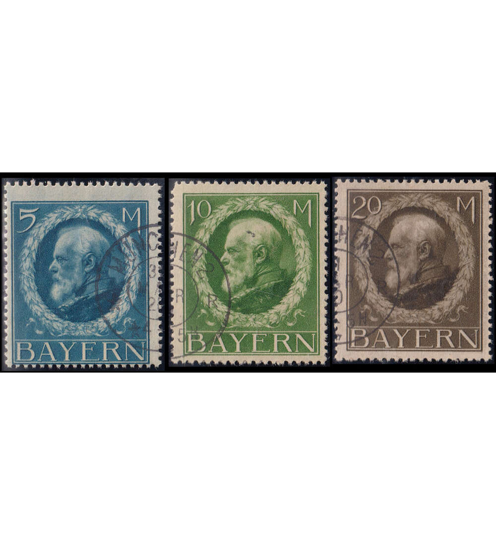 Bayern-Hochwerte Knig Ludwig Nr. 107-109 II A gestempelt ohne Aufdruck