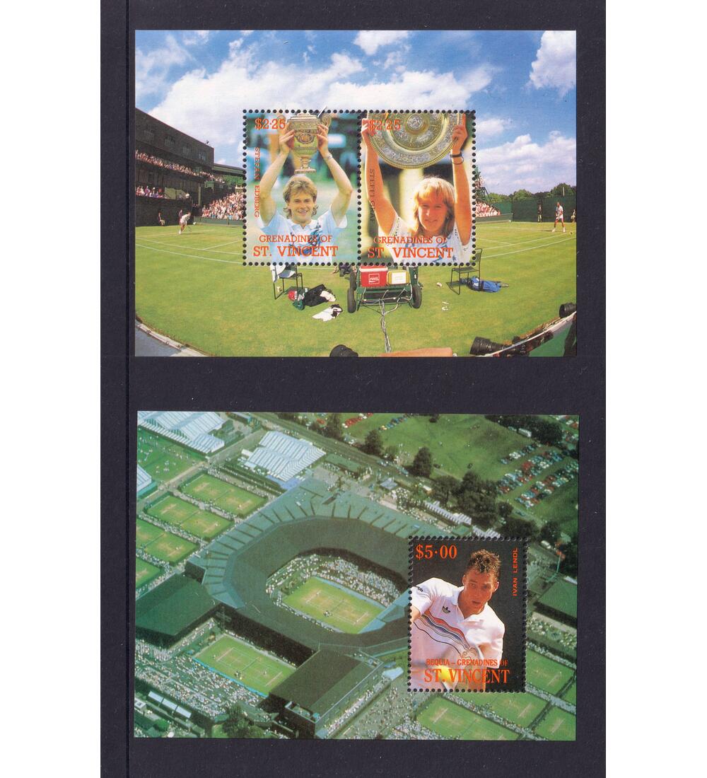 2 Tennis - Blocks postfrisch Stefan Edberg. Steffi Graf und Ivan Lendl von St. Vincent