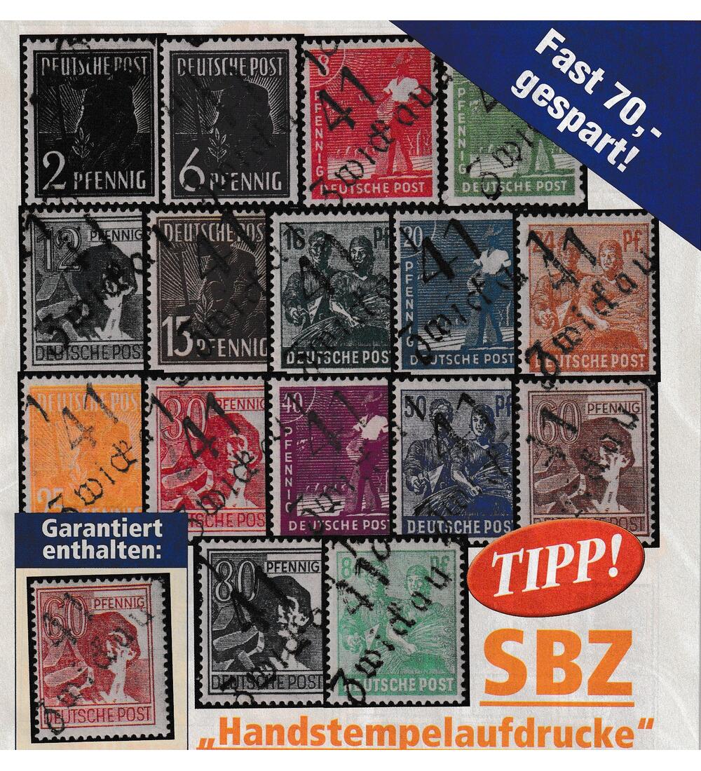 SBZ Handstempelaufdrucke Nr. 166-181 + 179 postfrisch gepr�ft + signiert