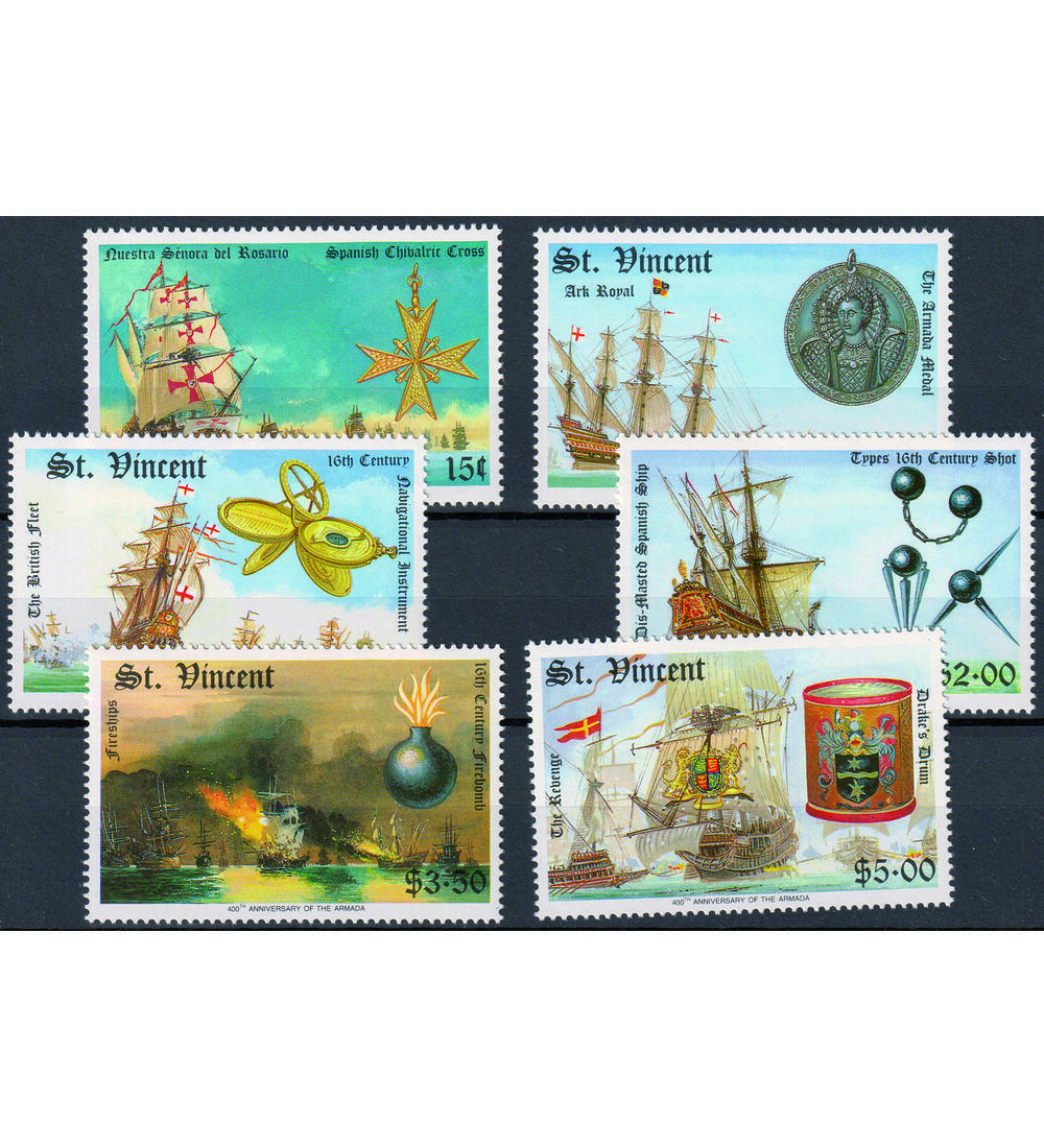 Motiv Segelschiffe I 6 postfrische Werte auf Steck- karte