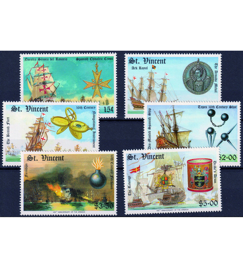 Motiv Segelschiffe II 6 postfrische Werte auf Steck- karte