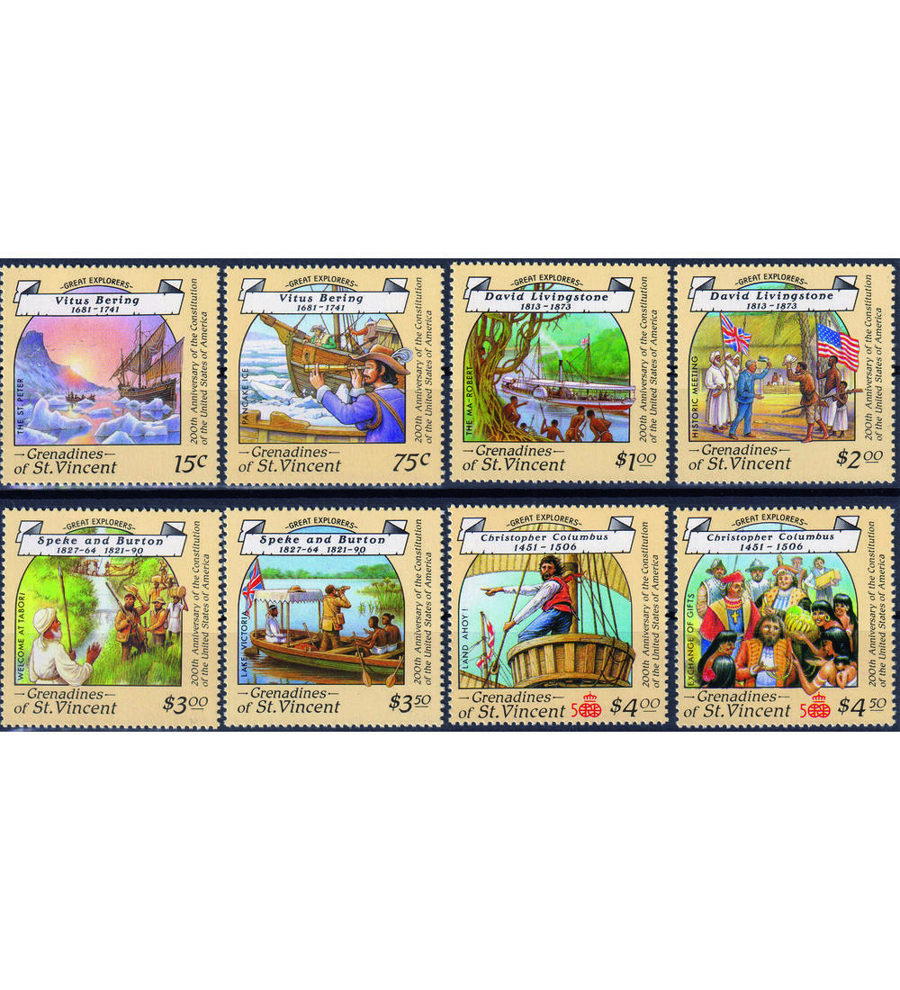 Motiv Schiffe II 8 postfrische Werte auf Steck- karte