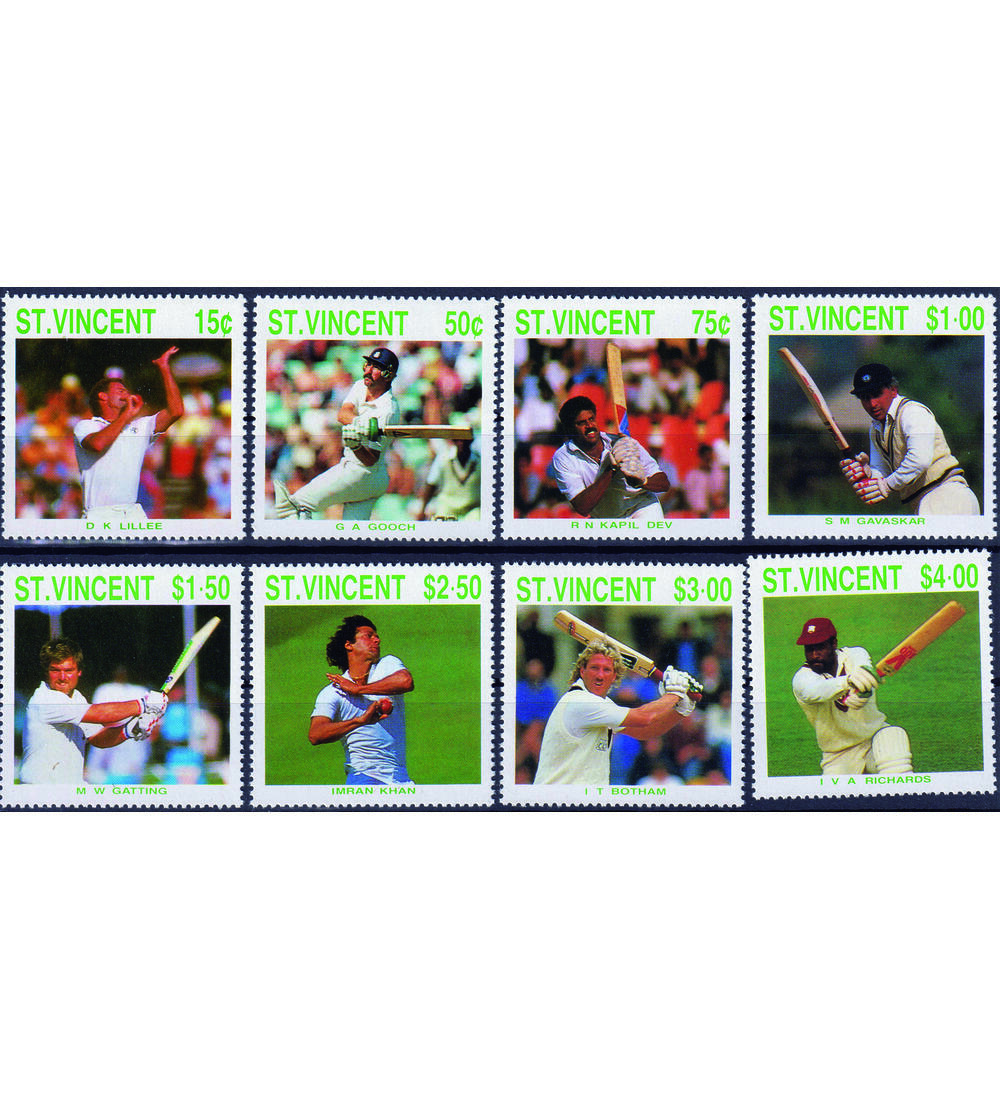 Motiv Kricket I 8 postfrische Werte auf Steck- karte