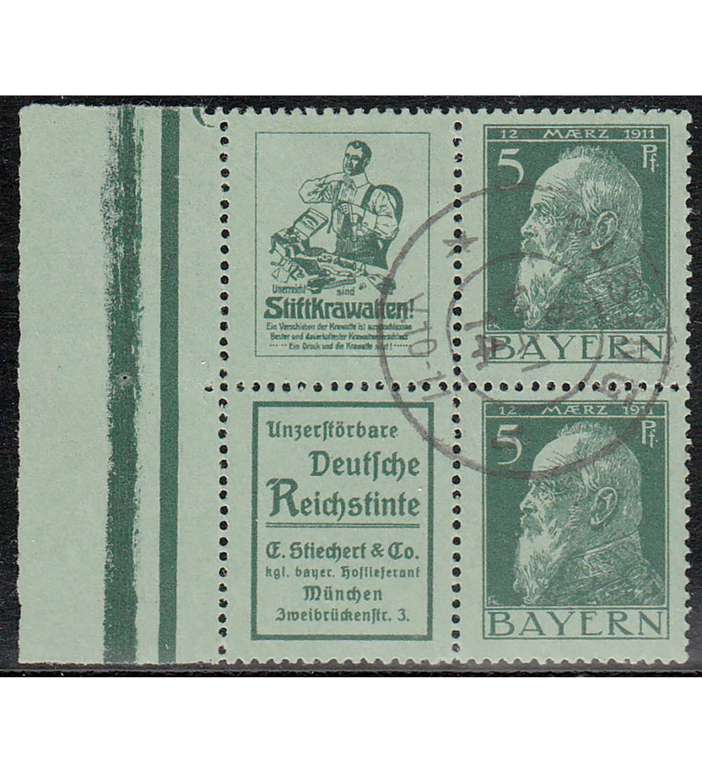 Bayern W 1.42 und W 1.43 im Viererblock gestempelt