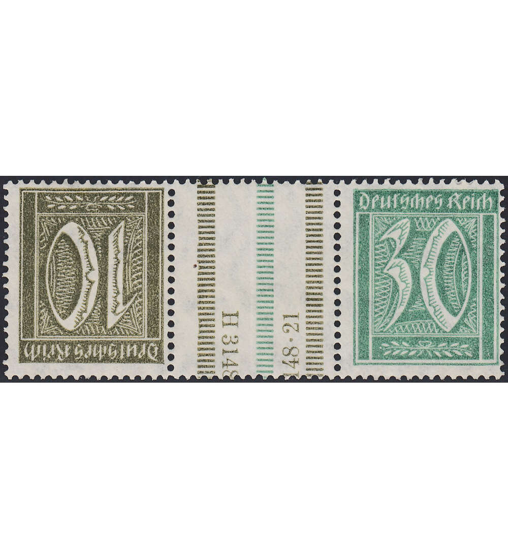 Dt. Reich ZD KZ 9 ungestempelt Germania und Ziffer 1921 (10+Z+30)