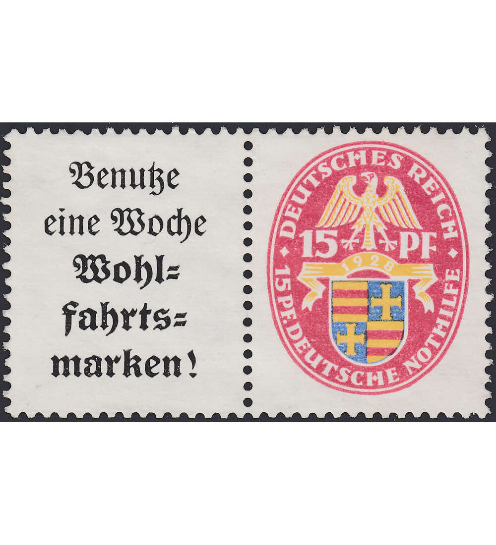 Dt. Reich ZD W 33 ungestempelt Nothilfe 1928 (A 2+15) Landeswappen